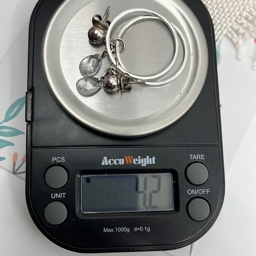 Purely Silver .999 Fine Silver Swarovski Crystal Hoop Earrings + Box - Picture 10 of 10